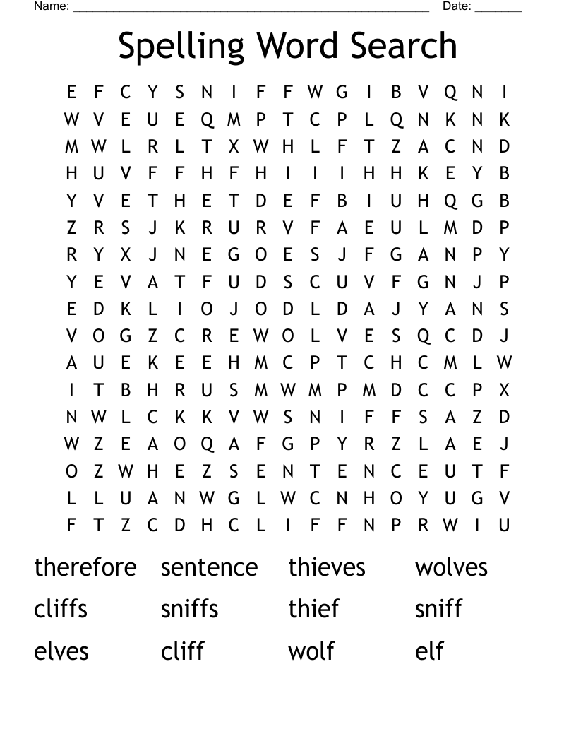Spelling Word Search 