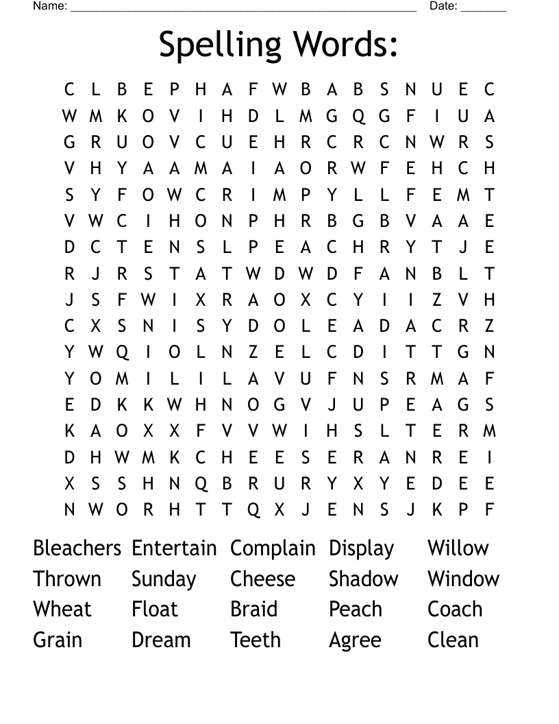 Spelling Words: Word Search