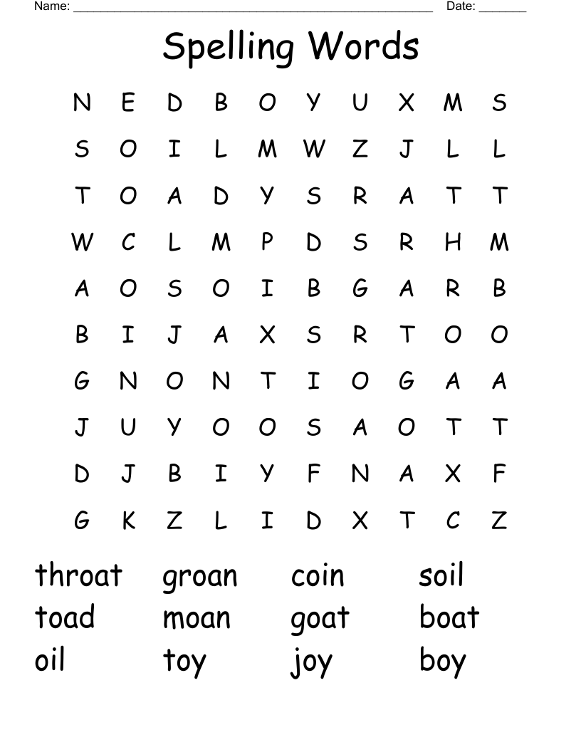 Spelling Words  Word Search
