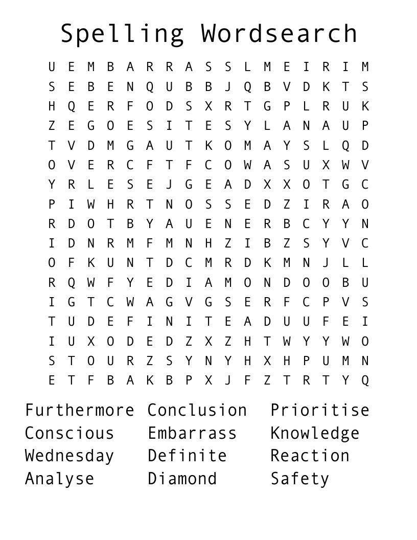Spelling Wordsearch