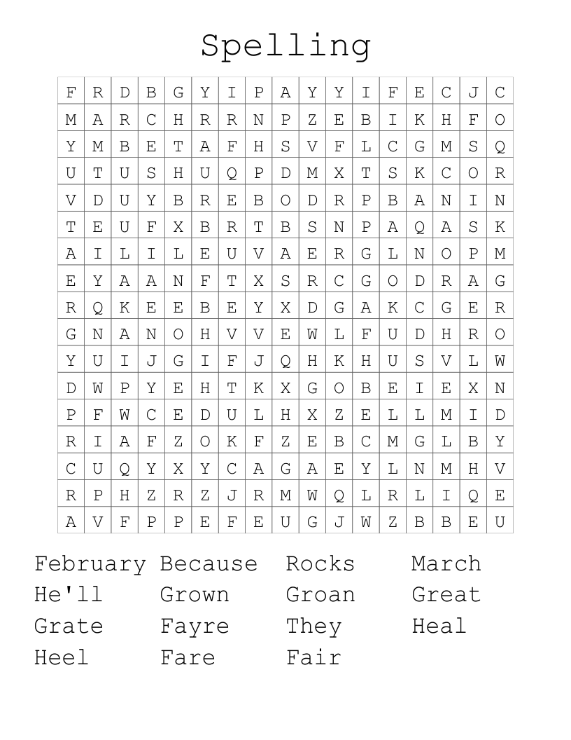 Spelling  Word Search
