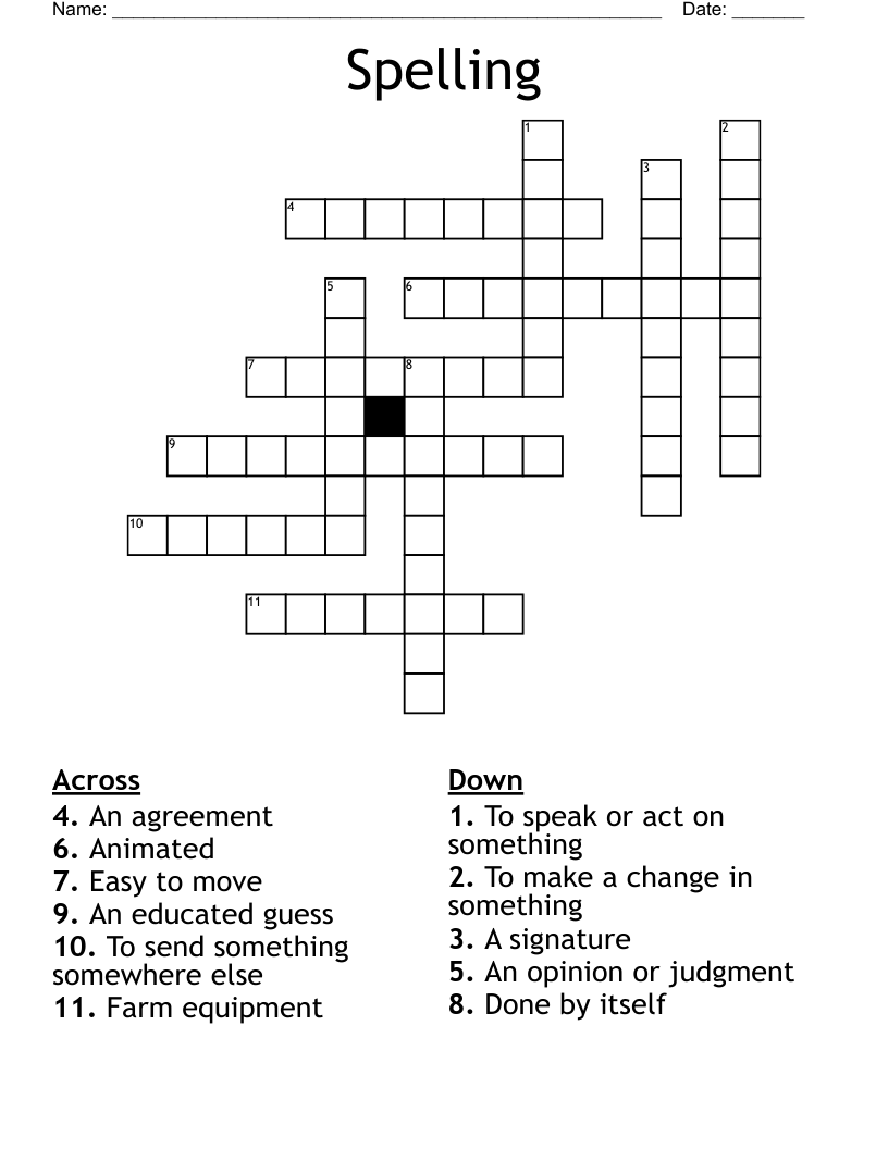 Spelling  Crossword