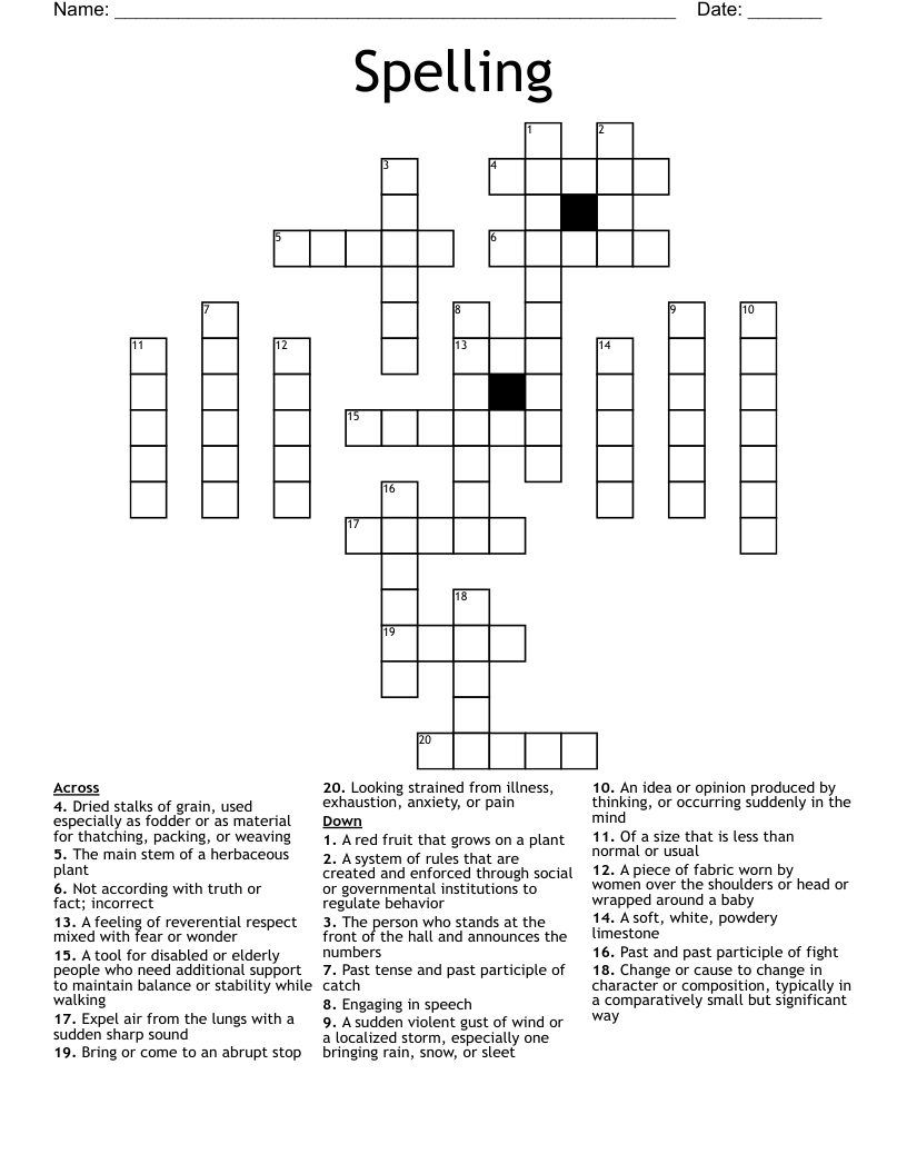 Spelling  Crossword