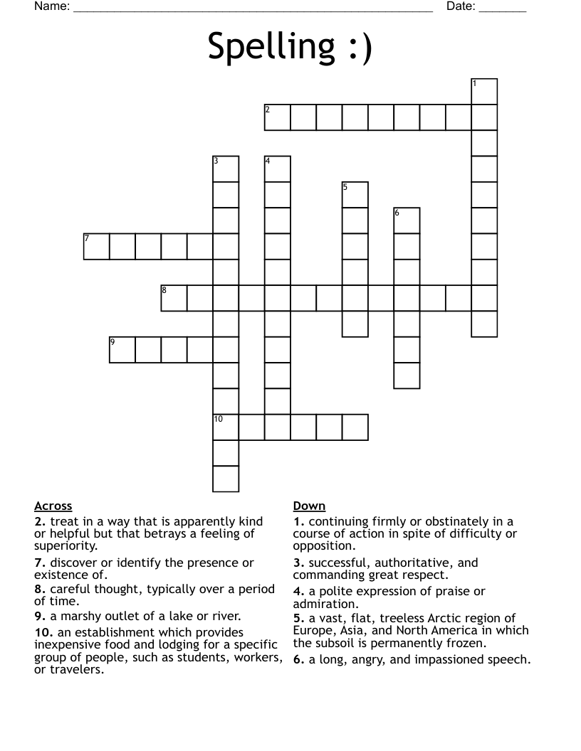 Spelling :) Crossword