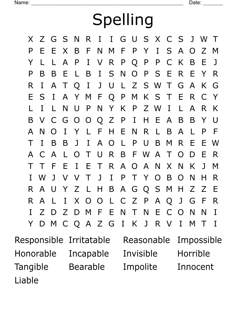 Spelling  Word Search