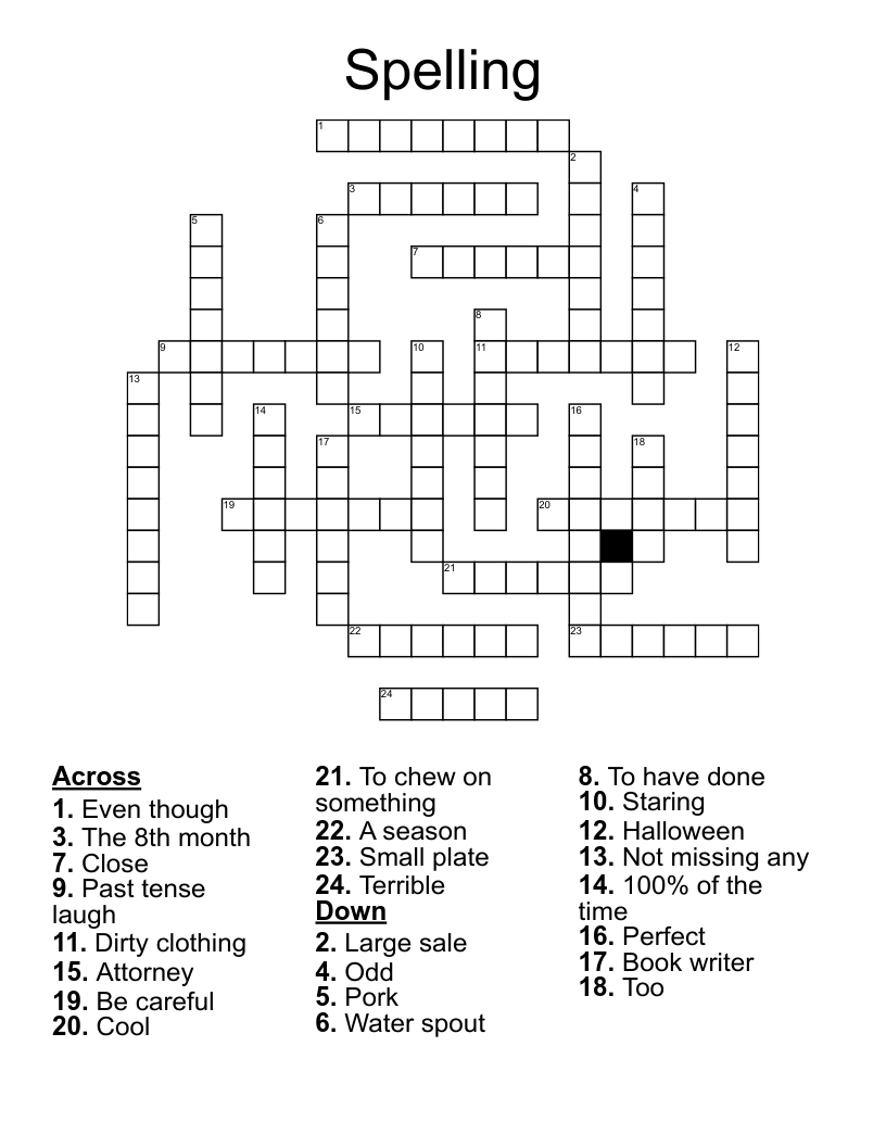 Spelling  Crossword