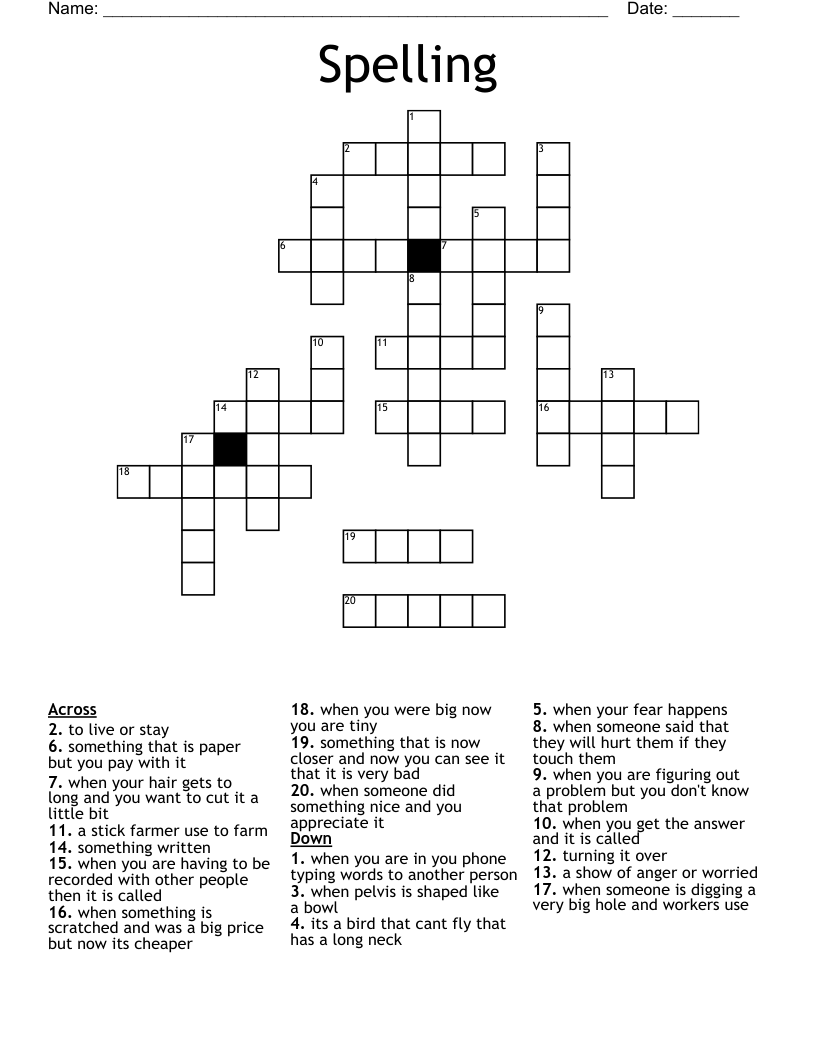Spelling  Crossword