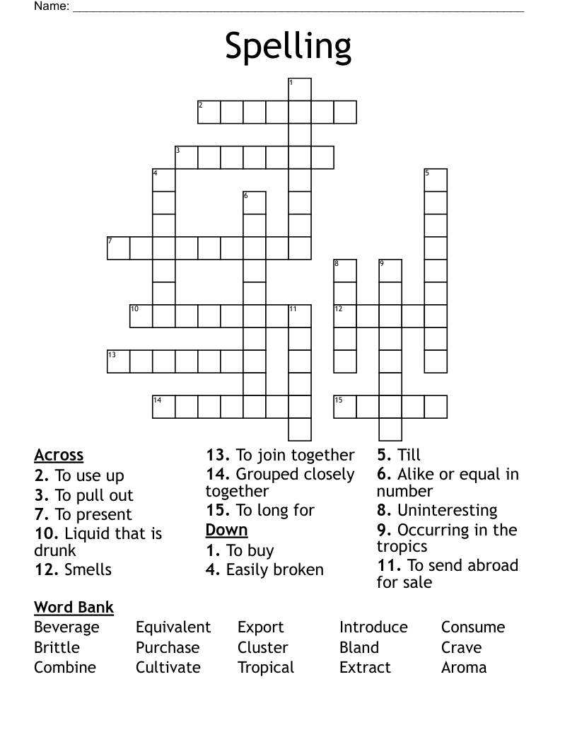Spelling  Crossword