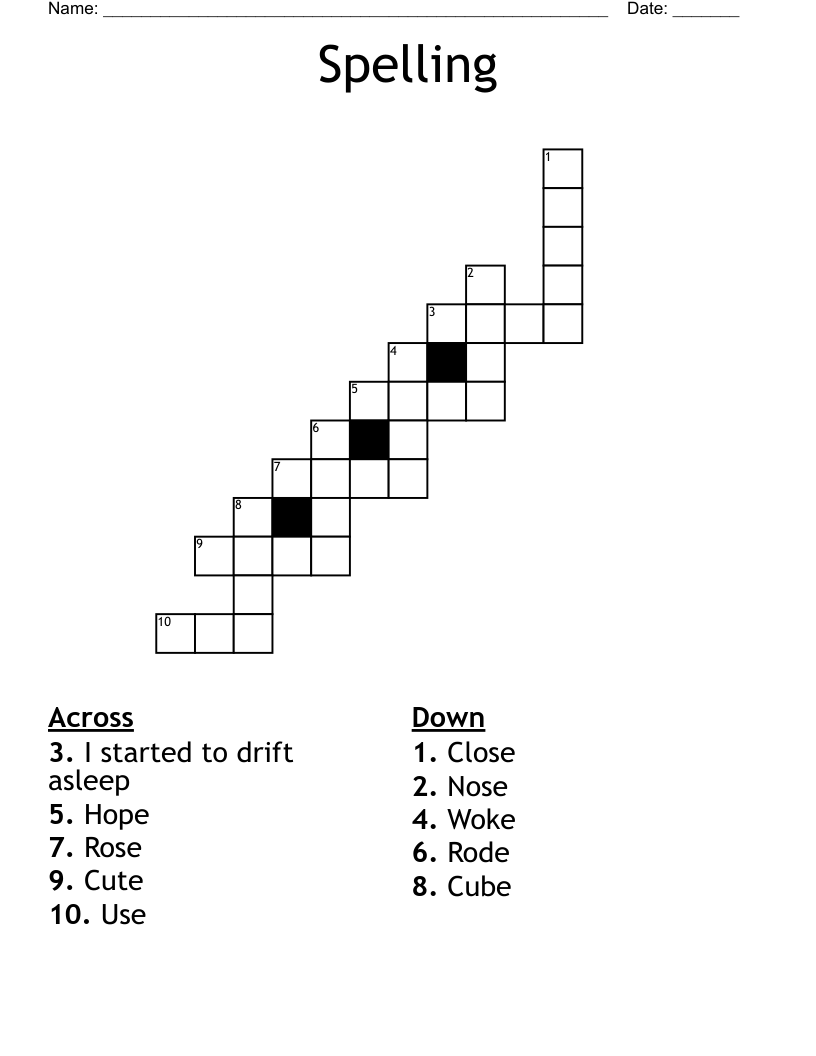 Spelling  Crossword