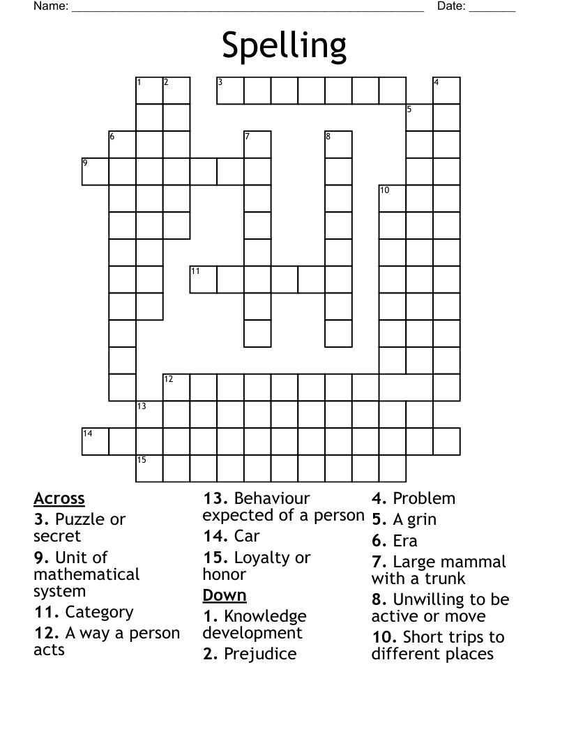 Spelling  Crossword