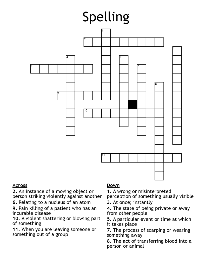 Spelling  Crossword
