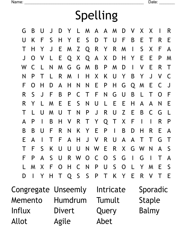 Spelling  Word Search