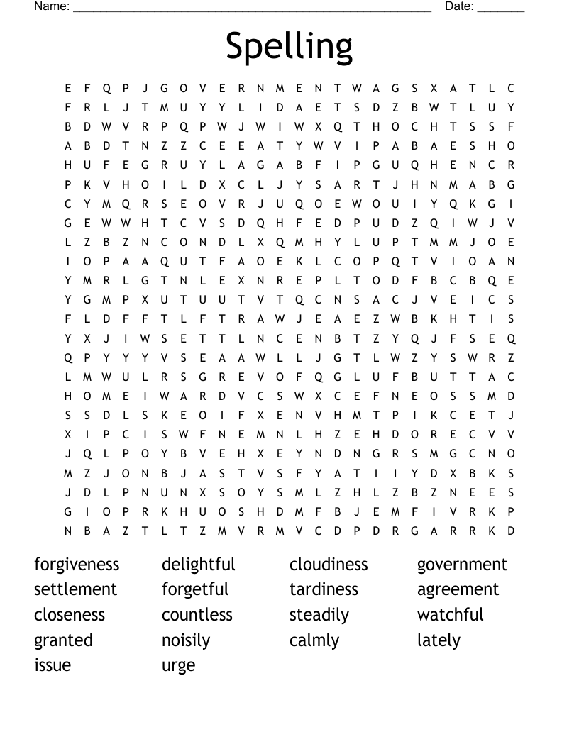 Spelling  Word Search