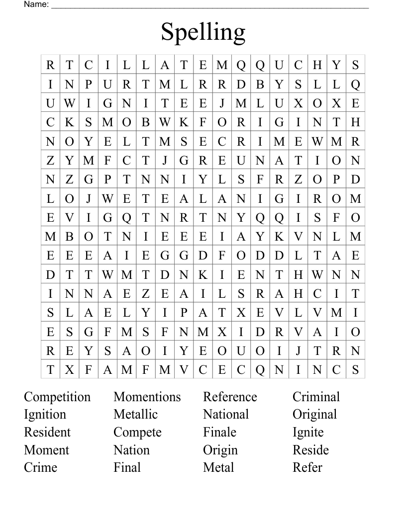 Spelling   Word Search