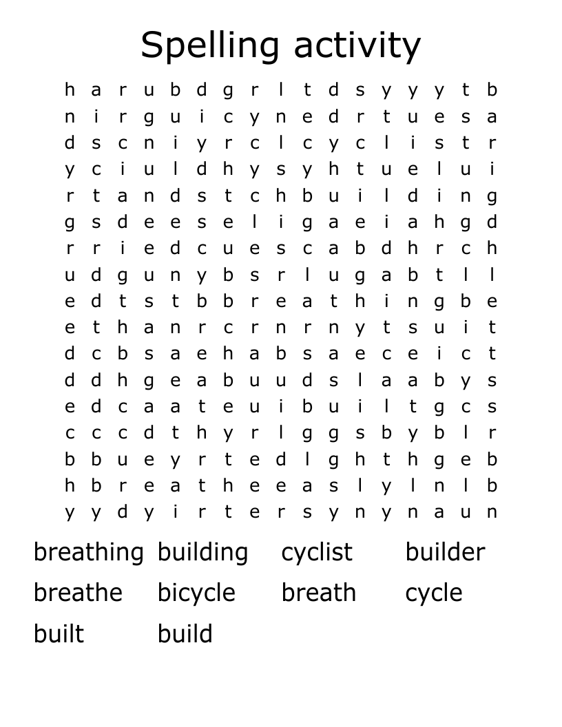 Spelling activity Word Search