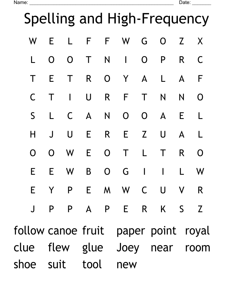 Spelling and High-Frequency Word Search