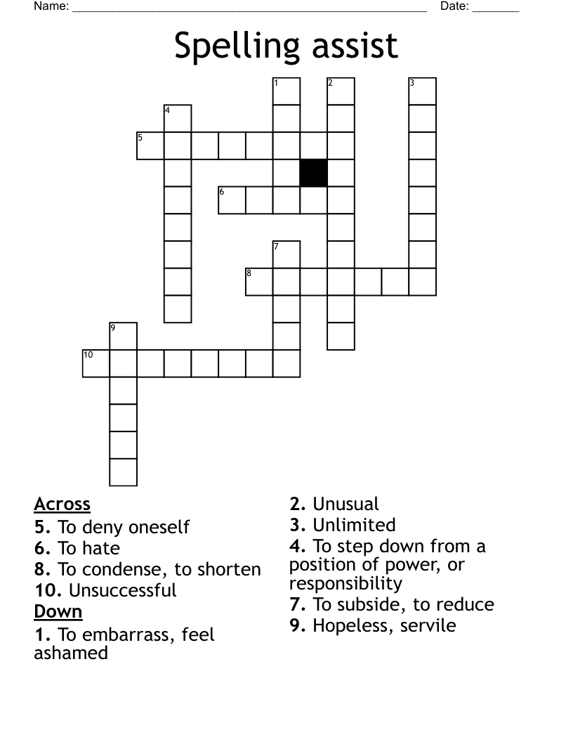 Spelling assist Crossword