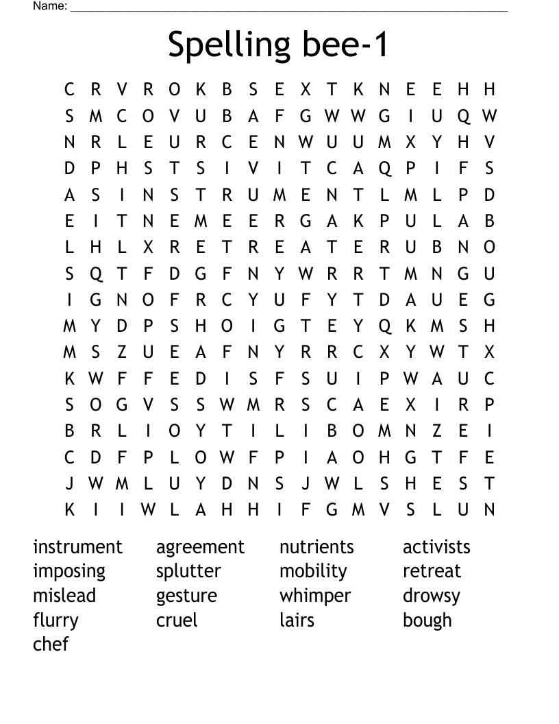 Spelling bee-1 Word Search