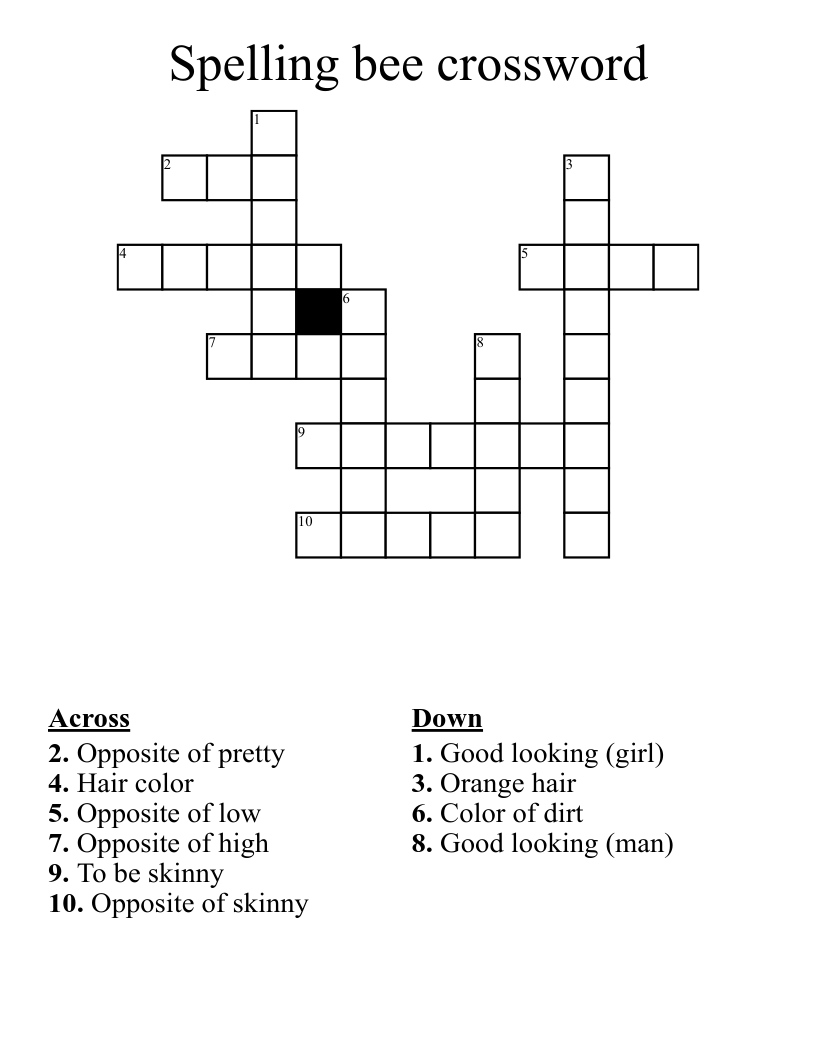 Spelling bee crossword