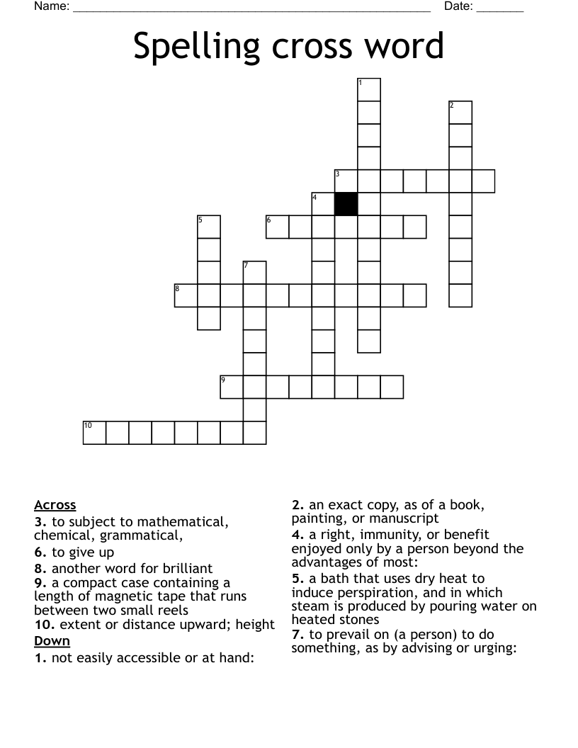 Spelling cross word