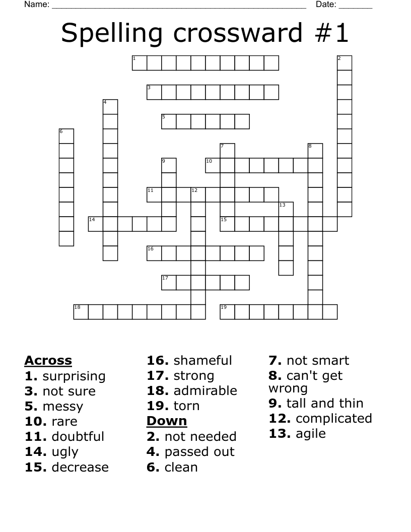 Spelling crossward #1 Crossword
