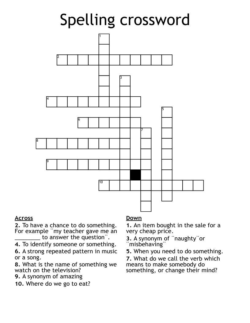 Spelling crossword 