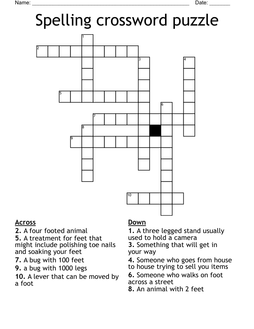 Spelling crossword puzzle