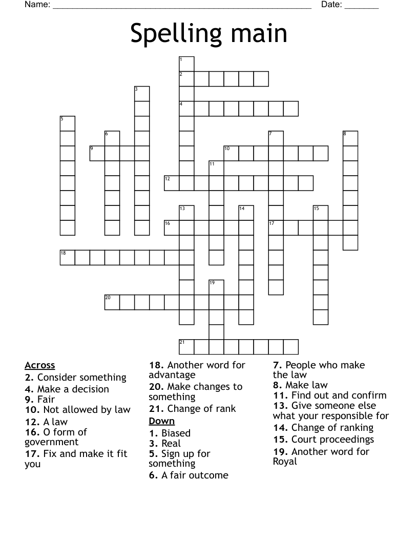 Spelling main  Crossword