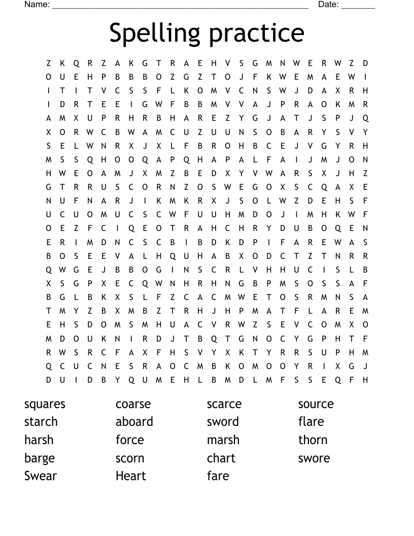 Spelling practice  Word Search