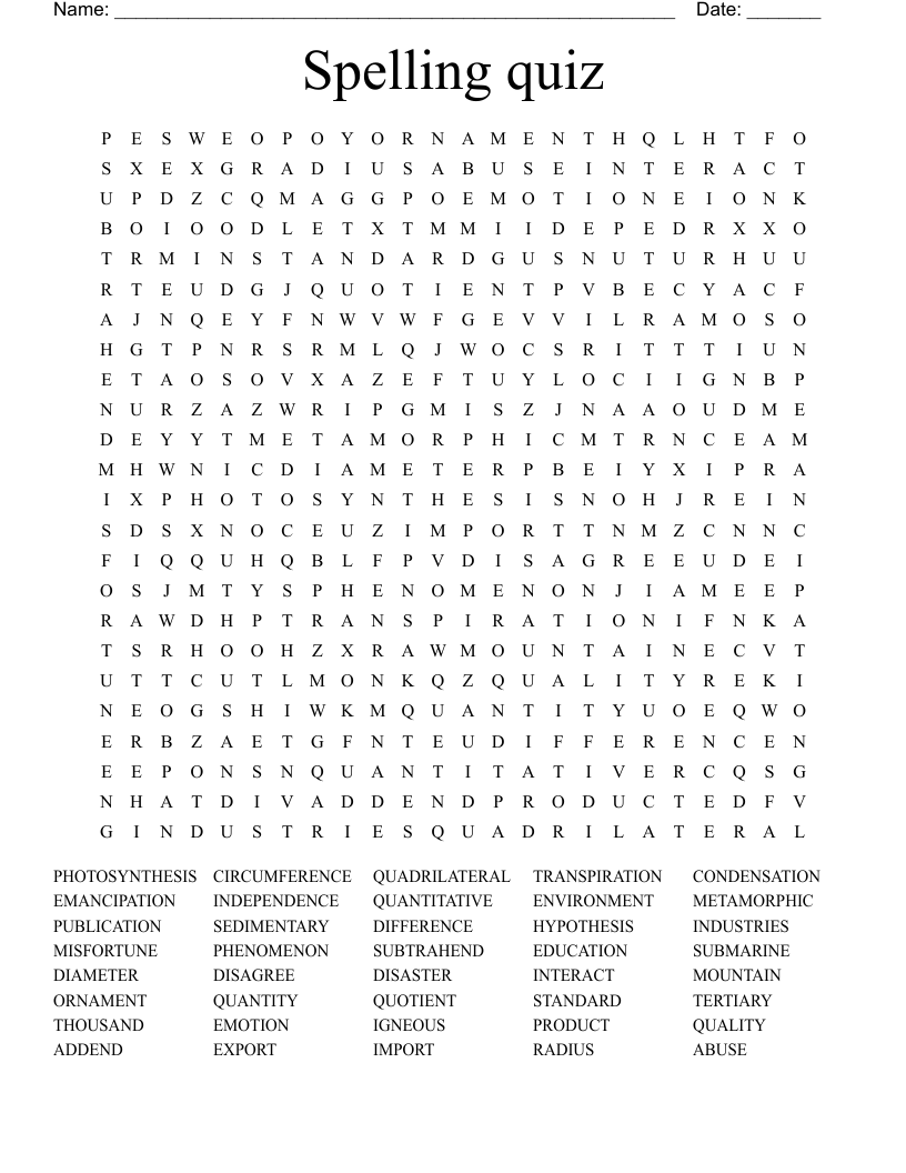 Spelling quiz