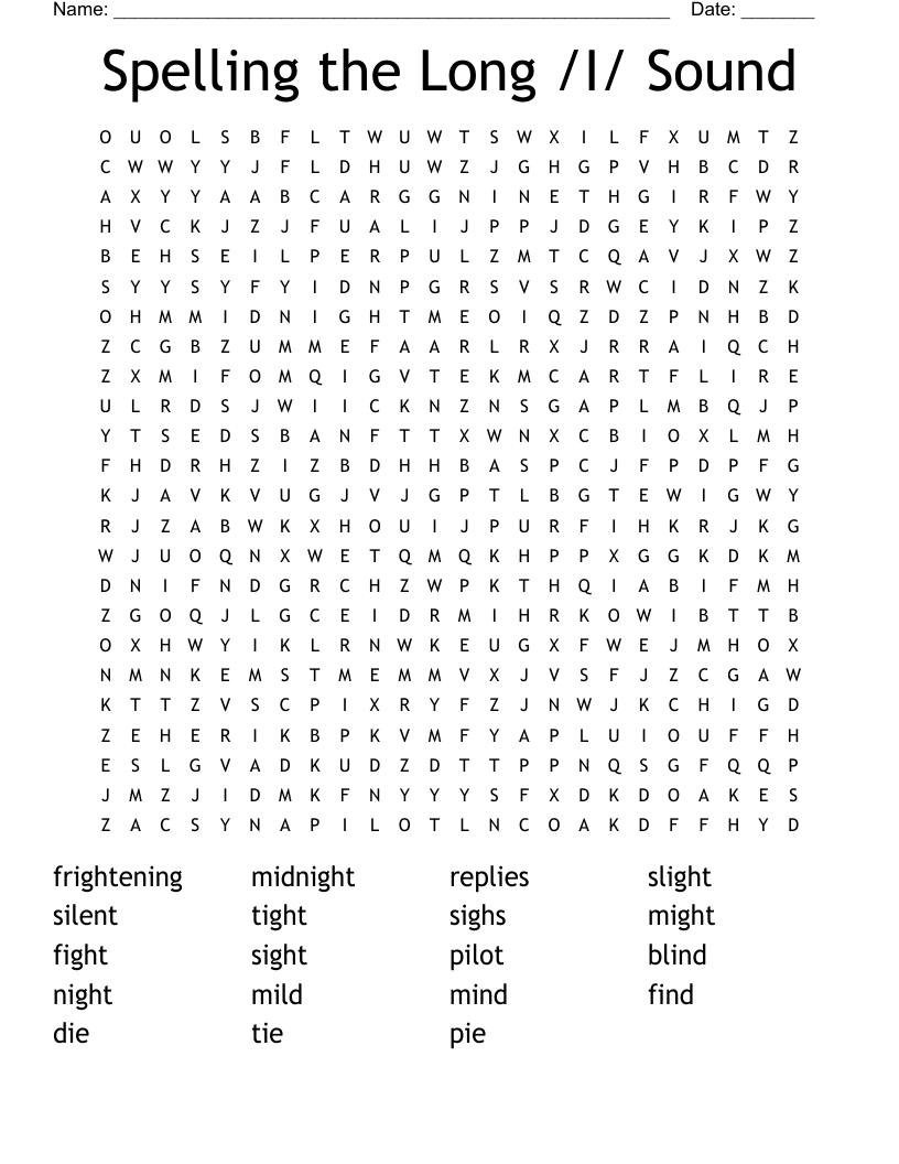 Spelling the Long /I/ Sound Word Search