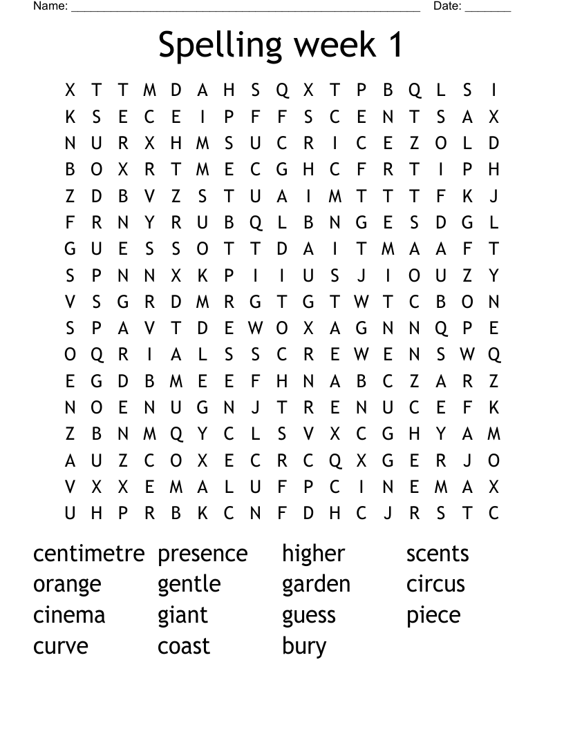 Spelling week 1 Word Search