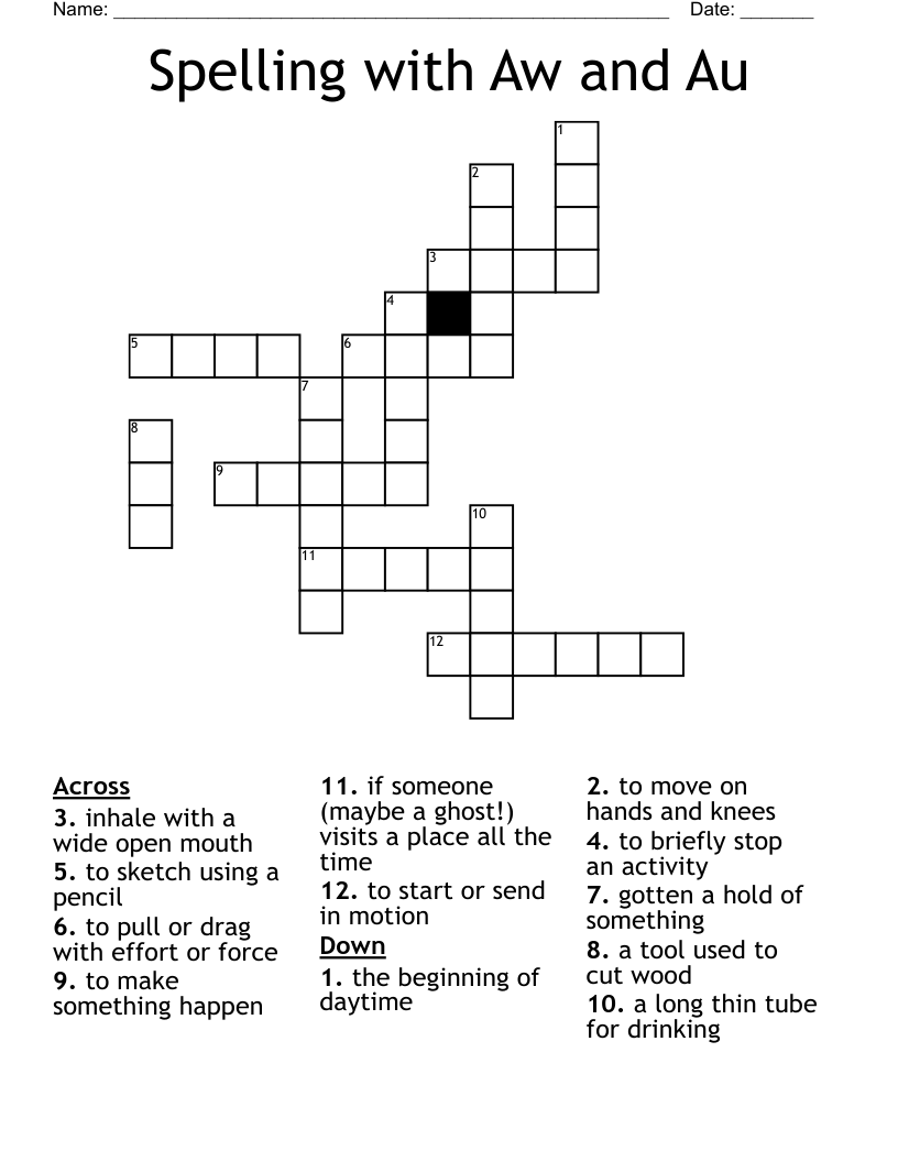Spelling with Aw and Au Crossword