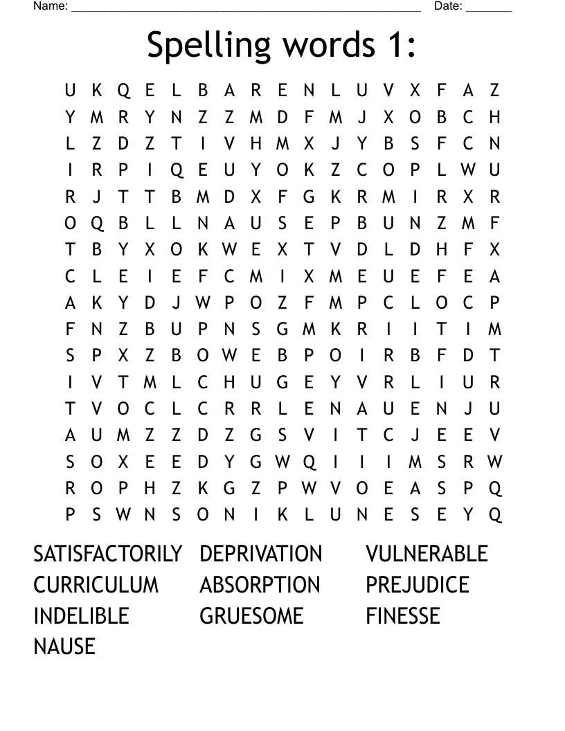 Spelling words 1: Word Search