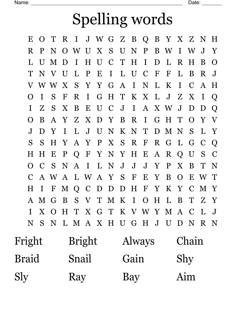 Spelling words  Word Search