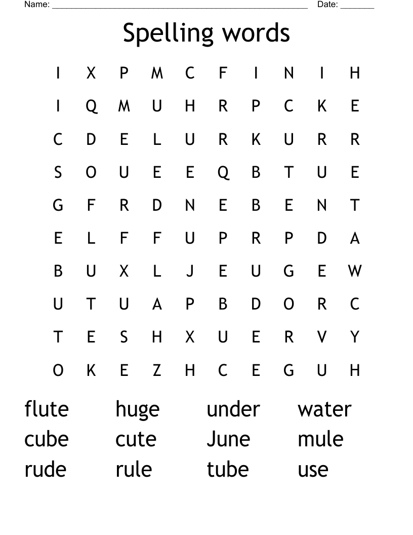 Spelling words  Word Search