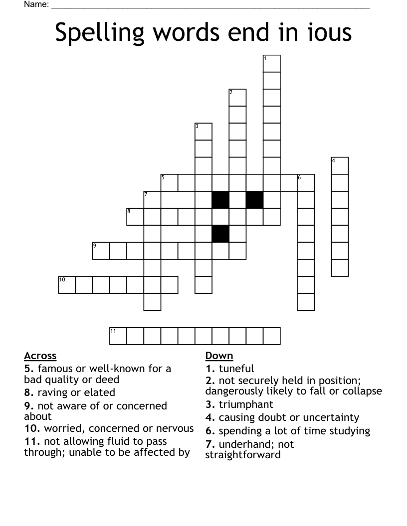 Spelling words end in ious Crossword
