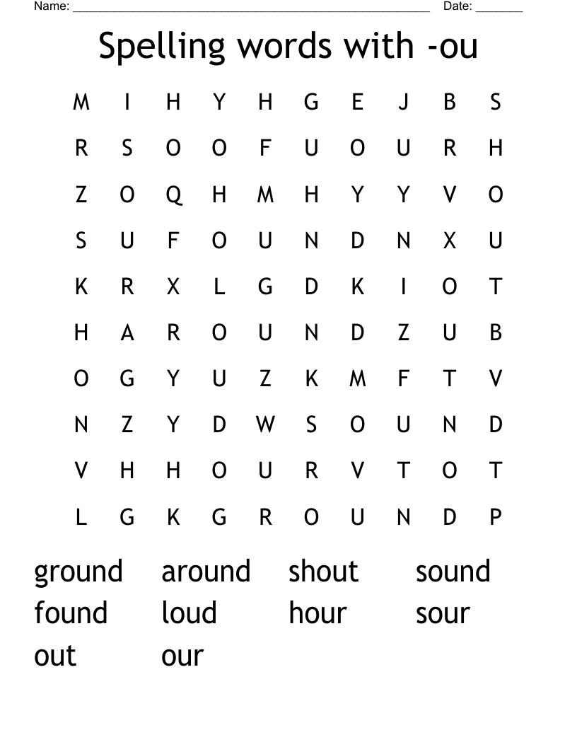 Spelling words with -ou Word Search