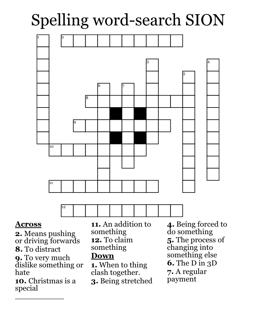 Spelling word-search SION Crossword