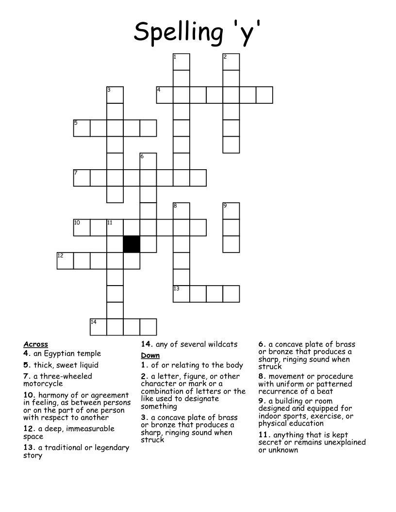 Spelling 'y' Crossword