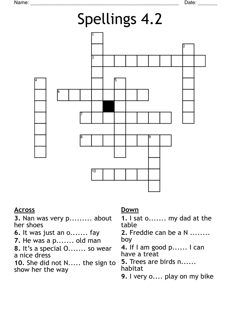 Spellings 4.2 Crossword