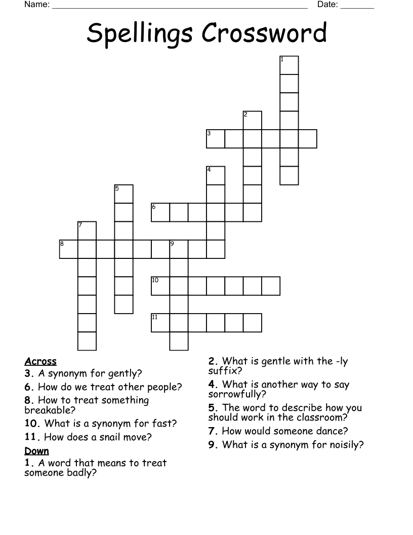 Spellings Crossword