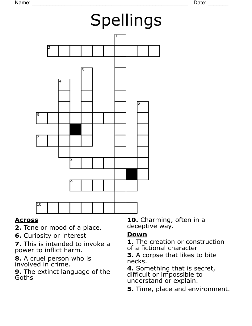 Spellings  Crossword