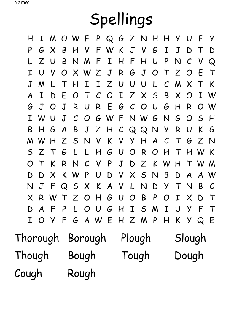 Spellings  Word Search