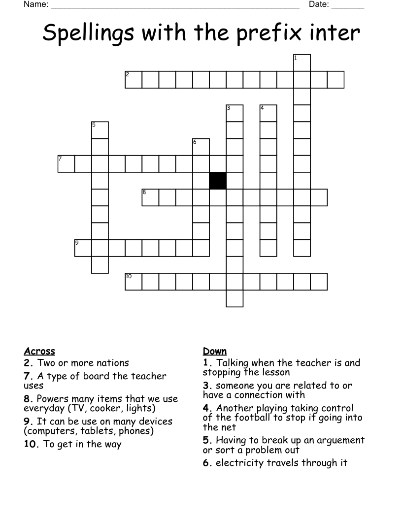 Spellings with the prefix inter Crossword