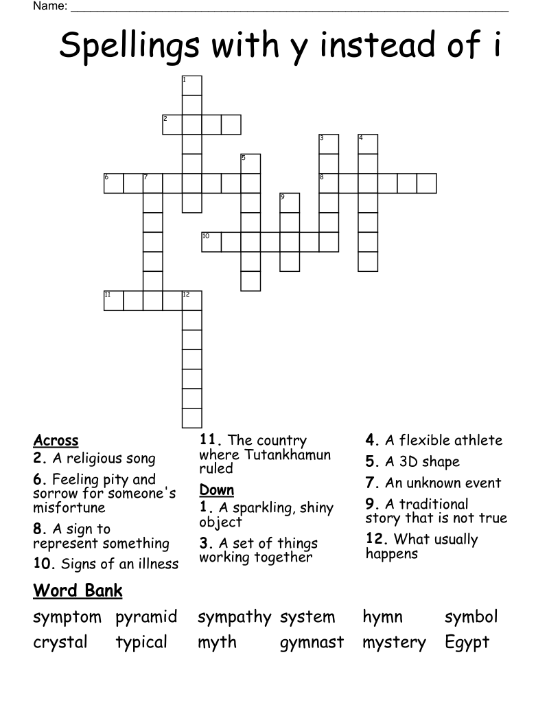 Spellings with y instead of i Crossword