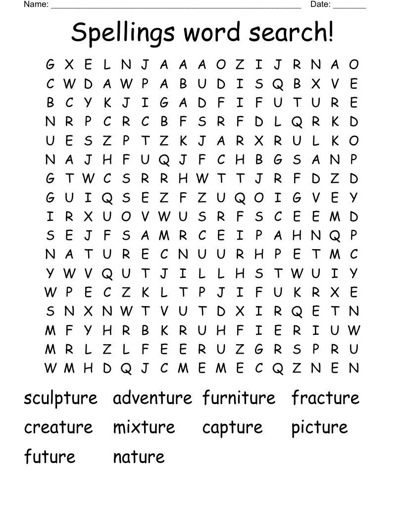 Spellings word search!