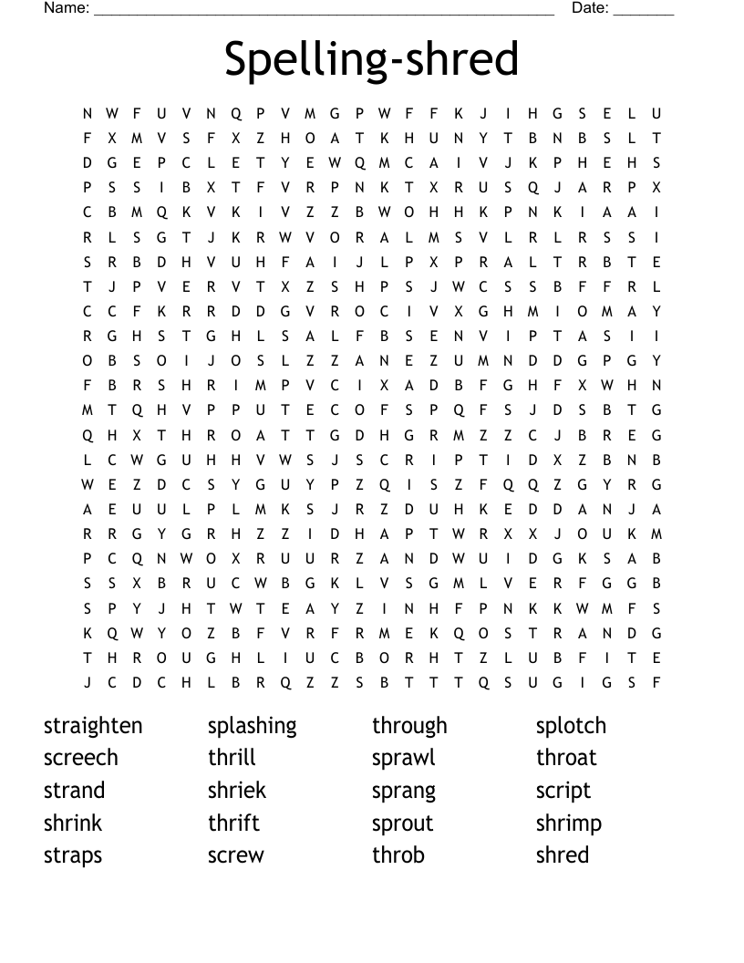 Spelling-shred Word Search