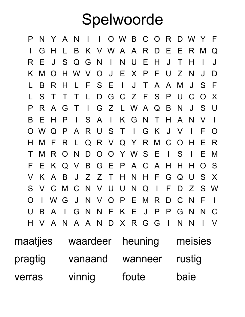 Spelwoorde Word Search