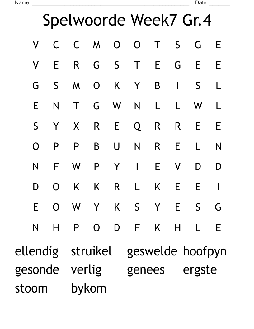 Spelwoorde Week7 Gr.4 Word Search
